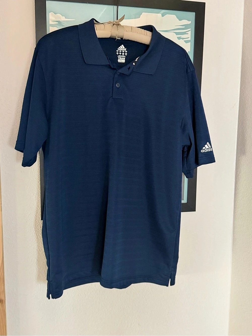 adidas Climacool Performance polo golf shirt Men's Navy Blue Size Large